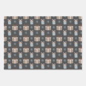 ホリースノーフレークのクリスマスパーセルパターン ラッピングペーパーシート (正面3)