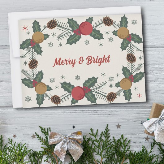 ホリースプリグ&パインコーンメリー- & Bright シーズンカード