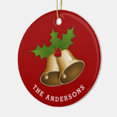 ホリーセラミックOパーソナライズされた付きクリスマスベル セラミックオーナメント (左)