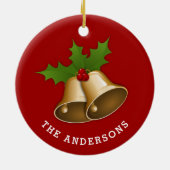 ホリーセラミックOパーソナライズされた付きクリスマスベル セラミックオーナメント (裏面)