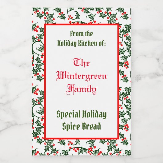 ホリーソーザホリデーキッチンオブファミリーベーキング フードラベル (シングルラベル)