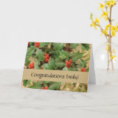 ホリーツリークリスマスホリデイヴィンテージ カード (黄色い花)