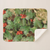 ホリーツリークリスマスホリデイヴィンテージ シェルパブランケット (正面(横))