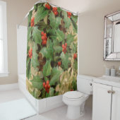 ホリーツリークリスマスホリデイヴィンテージ シャワーカーテン (インサイチュ)