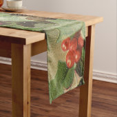 ホリーツリークリスマスホリデイヴィンテージ ショートテーブルランナー (インサイチュ)