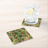 ホリーツリークリスマスホリデイヴィンテージ スクエアペーパーコースター (インサイチュ)