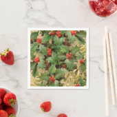 ホリーツリークリスマスホリデイヴィンテージ スタンダードカクテルナプキン (インサイチュ)