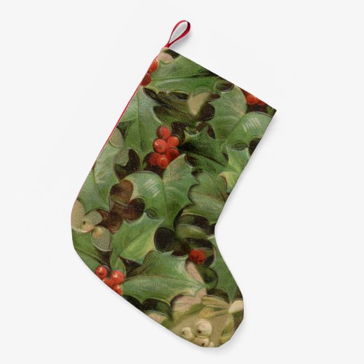 ホリーツリークリスマスホリデイヴィンテージ スモールクリスマスストッキング (正面 (吊り時))