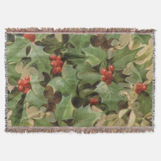 ホリーツリークリスマスホリデイヴィンテージ スローブランケット (正面)