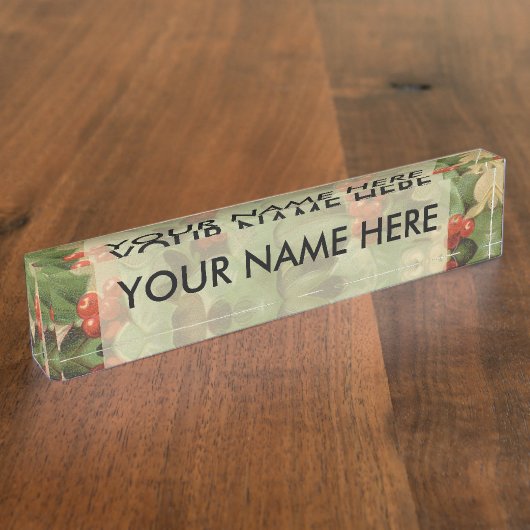 ホリーツリークリスマスホリデイヴィンテージ デスクネームプレート (側面)