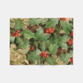 ホリーツリークリスマスホリデイヴィンテージ フリースブランケット (正面(横))