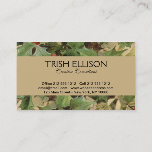 ホリーツリークリスマスホリデイヴィンテージ 名刺 (裏面)