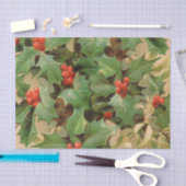 ホリーツリークリスマスホリデイヴィンテージ 薄葉紙 (クラフト)