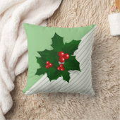 ホリーツリーベリークリスマスホリデーストライプ クッション (ブランケット)