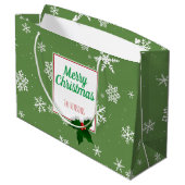 ホリーツリーベリーグリーンスノーフレークカスタムクリスマス ラージペーパーバッグ (裏面アングル)