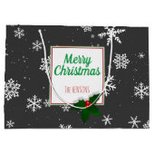 ホリーツリーベリーグレースノーフレークカスタムクリスマス ラージペーパーバッグ (裏面)