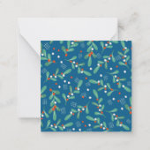 ホリーデータチス 緑 ホリーベリー 青 赤 白 ノートカード (裏面)