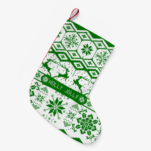 ホリーニットすてきクリスマストナカイ スモールクリスマスストッキング (正面 (吊り時))