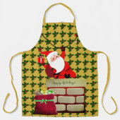 ホリーハッピーホリデーズサンタおもしろい エプロン (正面)