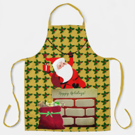 ホリーハッピーホリデーズサンタおもしろい エプロン