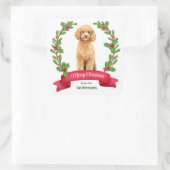 ホリーバナープードルドッグクリスマス スクエアシール (バッグ)
