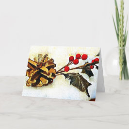 ホリーパインコーンウィンターグリーティング シーズンカード