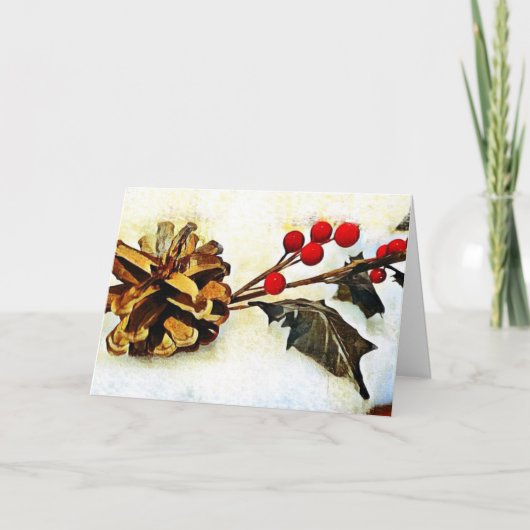 ホリーパインコーンウィンターグリーティング シーズンカード (正面)