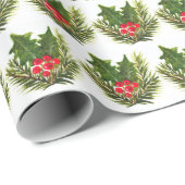 ホリーパインツリーウッドランドクリスマスかわいい水色 ラッピングペーパー (ロールコーナー)