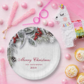 ホリーパインブランチ素朴ホリデークリスマスパーティー ペーパープレート (パーティー)