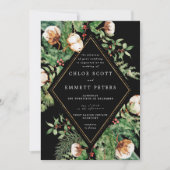 ホリーパインホワイトフローラウィンターウェディング招待状 招待状 (正面)