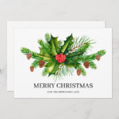 ホリーパイン&ベリーメリークリスマスホリデーカード シーズンカード (正面/裏面)