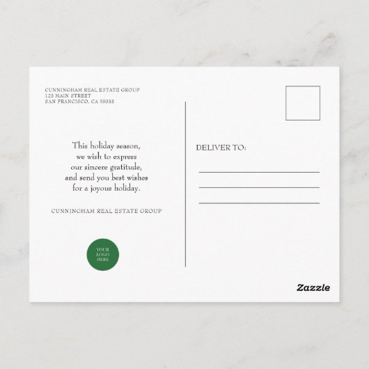 ホリーパイン&ベリー | 休日の挨拶 ポストカード (裏面)