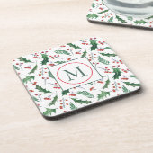 ホリーパタかわいらしーンモノグラムクリスマス コースター (左側)
