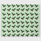 ホリーパターンクリスマス ラッピングペーパー (フラット)