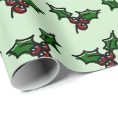 ホリーパターンクリスマス ラッピングペーパー (ロールコーナー)