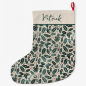 ホリーパーソナライズされたクリスマス ラージクリスマスストッキング (裏面)