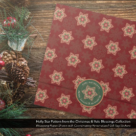 ホリーパーソナライズされたスターグリーンギフトラベルシール ラウンドシール