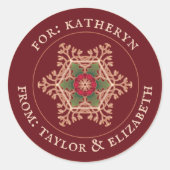 ホリーパーソナライズされたスターレッドギフトラベルシール ラウンドシール (正面)