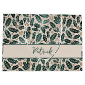 ホリーパーソナライズされたパターンスクリスマス ラージペーパーバッグ (裏面)