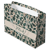 ホリーパーソナライズされたパターンスクリスマス ラージペーパーバッグ (裏面アングル)