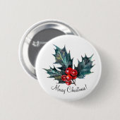 ホリーパーソナライズされた春クリスマスピン 缶バッジ (正面&裏面)