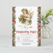 ホリービクトリアンベリーパーティー付きクリスマスエンジェル 招待状 (スタンド正面)
