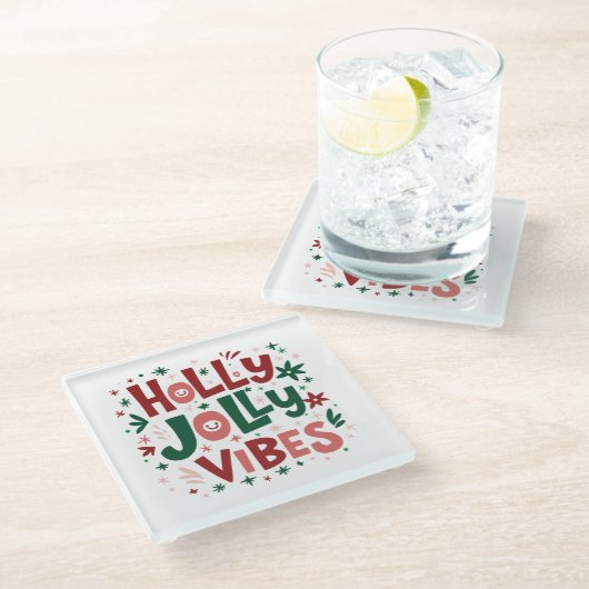 ホリービベスすてきクリスマスコースター ガラスコースター (アングル)
