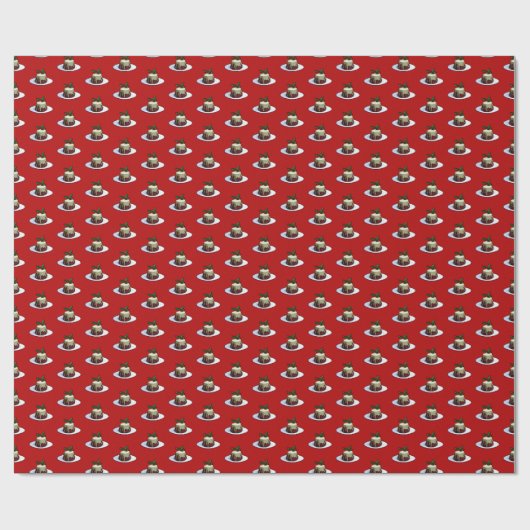 ホリーピクセルアートパターン付きクリスマスプリン ラッピングペーパー (フラット)