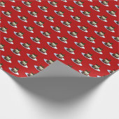 ホリーピクセルアートパターン付きクリスマスプリン ラッピングペーパー (角)