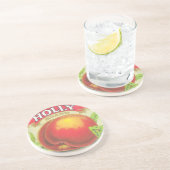 ホリーピーチフルーツクレートラベル コースター (側面)