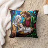 ホリーファミリーのクリスタルステンドグラスの画像 クッション (ブランケット)