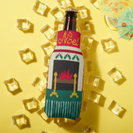 ホリーフィアレスレッドグリーン金ゴールドノールフリンジクロシェ ボトルクーラー