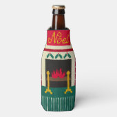 ホリーフィアレスレッドグリーン金ゴールドノールフリンジクロシェ ボトルクーラー (ボトル正面)