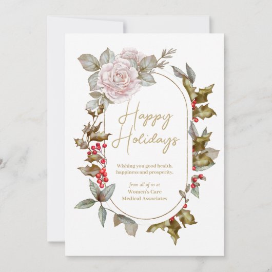 ホリーフェミニンエバーグリーンとバラ企業の シーズンカード (正面)
